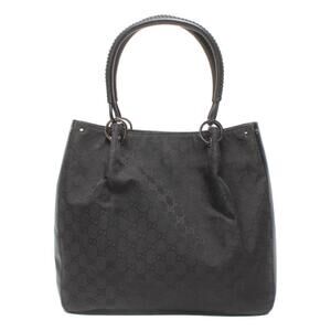 Gucci GG monogram canvas tote bag leather Black